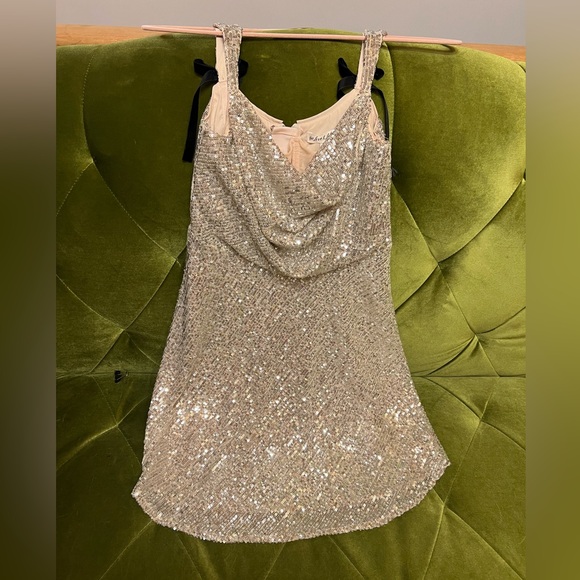 NWT Candice Gold Sequini Mini Dress by For Love & Lemons - Picture 6 of 7